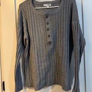 Gray Ribbed Turtleneck Sweater